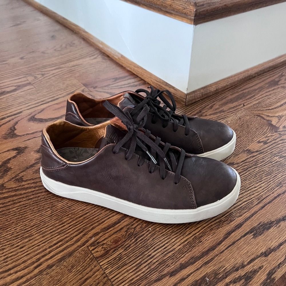 OluKai Laeahi‎ Li'ili'i Dark Brown Leather Lace Up Shoes Men's US 8.5 EUR 41.5 - Picture 11 of 12
